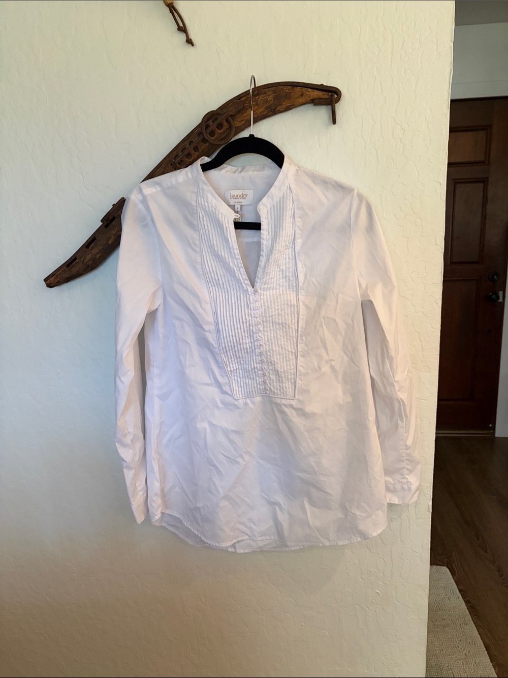 Laundry By Shelli Segal White Pintuck Popover Tunic